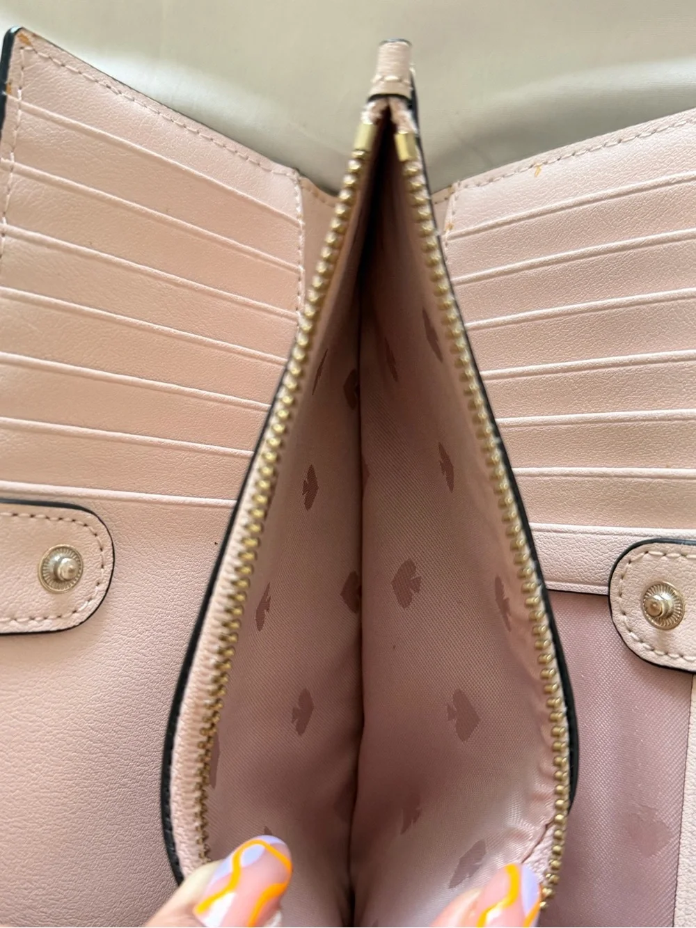 kate spade Black Scallop Trim Zip Wallet with Gold Hardware